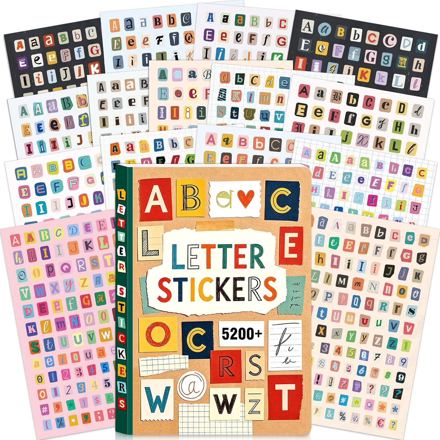 Vintage Collectible Books - 5200+ Pegatinas Autoadhesivas Coloridas del Alfabeto